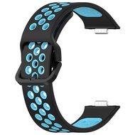 Tweekleurige siliconen band - Zwart met blauw - Huawei Watch Fit 3 / Fit 4