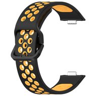 Tweekleurige siliconen band - Zwart met oranje - Huawei Watch Fit 3 / Fit 4