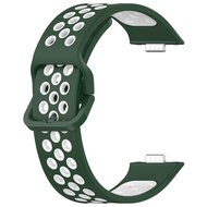 Tweekleurige siliconen band - Groen met wit - Huawei Watch Fit 3 / Fit 4