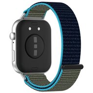 Sport loop nylon bandje - Blauw met groen - Huawei Watch Fit 3 / Fit 4
