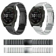 Stainless steel schakelband - Zwart - Garmin Quatix 8 - 47mm