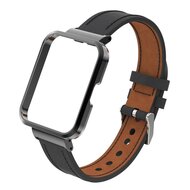 Leren band met case - Zwart - Xiaomi Redmi Watch 2 (Lite)