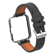 Leren band met case - Zwart - Xiaomi Redmi Watch 2 (Lite)