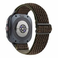 Elastische solo loop nylon bandje - Bruin met donkergroen - Samsung Galaxy Watch 8 Classic - 46mm