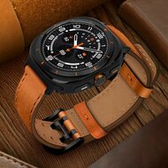 Leren band met twin gesp - Lichtbruin - Samsung Galaxy Watch 8 Classic - 46mm
