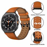 Leren band met twin gesp - Lichtbruin - Samsung Galaxy Watch 8 Classic - 46mm