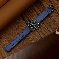 Leren band met twin gesp - Donkerblauw - Samsung Galaxy Watch 8 - 40mm / 44mm