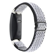 FitBit Inspire 2 &amp; Ace 3 Elastische solo loop nylon bandje - Zwart / wit