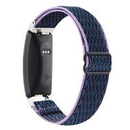 FitBit Inspire 2 &amp; Ace 3 Elastische solo loop nylon bandje - Donkerblauw met paars