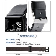 Leer + siliconen band - Zwart + zwarte aansluiting en gesp - Geschikt voor Apple Watch 44mm / 45mm&nbsp;/ 46mm / 49mm