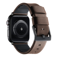 Leer + siliconen band - Bruin + zwarte aansluiting en gesp - Geschikt voor Apple Watch 44mm / 45mm&nbsp;/ 46mm / 49mm
