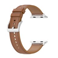 Luxe leren bandje - Lichtbruin - Geschikt voor Apple Watch 38mm / 40mm / 41mm / 42mm