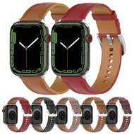 Luxe leren bandje - Lichtbruin - Geschikt voor Apple Watch 44mm / 45mm / 46mm / 49mm
