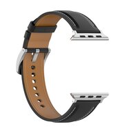 Luxe leren bandje - Zwart - Geschikt voor Apple Watch 44mm / 45mm / 46mm / 49mm