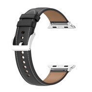 Luxe leren bandje - Zwart - Geschikt voor Apple Watch 44mm / 45mm / 46mm / 49mm
