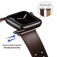 Leren band met twin gesp - Donkerbruin met zwarte gesp - Geschikt voor Apple Watch 38mm / 40mm / 41mm / 42mm