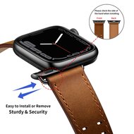Leren band met twin gesp - Bruin met zwarte gesp - Geschikt voor Apple Watch 38mm / 40mm / 41mm / 42mm