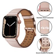Leren band met twin gesp - Roze - Geschikt voor Apple Watch 38mm / 40mm / 41mm / 42mm
