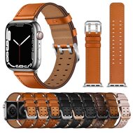 Leren band met twin gesp - Roze - Geschikt voor Apple Watch 38mm / 40mm / 41mm / 42mm