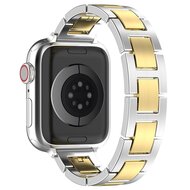 Slim Stainless steel quick-release band (small) - Zilver met goud - Geschikt voor Apple watch 44mm / 45mm&nbsp;/ 46mm / 49mm