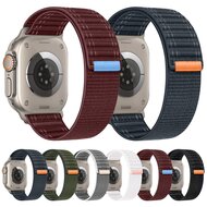 Nylon Wave band - Donkerblauw - Geschikt voor Apple Watch 44mm / 45mm / 46mm / 49mm