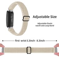 Fitbit Inspire 3 - Elastische solo loop nylon bandje - Beige