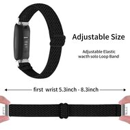 Fitbit Inspire 3 - Elastische solo loop nylon bandje - Zwart