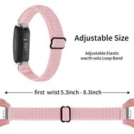 Fitbit Inspire 3 - Elastische solo loop nylon bandje - Roze
