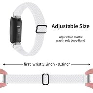 Fitbit Inspire 3 - Elastische solo loop nylon bandje - Wit