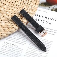 Leren denim bandje - Zwart - Garmin Lily 2