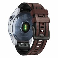 leer + siliconen bandje - Donkerbruin - Garmin Epix Pro Gen 2 (51mm) / Quatix 7X / 6X &amp; Tactix 7 (pro)