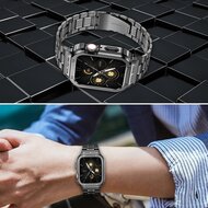 Ultra Protective Stainless Steel band - Zwart - Geschikt voor Apple watch 49mm (Ultra)