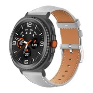 Leren bandje met zwarte connector  - Grijs - Samsung Galaxy Watch 8 Classic - 46mm