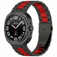 Stalen schakelband - Zwart met rood - Samsung Galaxy Watch 8 Classic - 46mm
