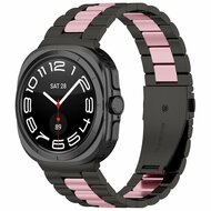 Stalen schakelband - Zwart met ros&eacute; goud - Samsung Galaxy Watch 8 Classic - 46mm