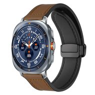 Leer + siliconen bandje - Donkerbruin - Samsung Galaxy Watch Ultra - 47mm