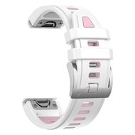 Siliconen bandje - Wit met roze - Garmin Fenix 8 - 43mm