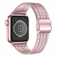 Metalen bandje - Ros&eacute; roze - Geschikt voor Apple watch 44mm / 45mm&nbsp;/ 46mm / 49mm