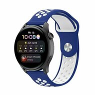 Sport Edition siliconen band - Blauw + wit - Huawei Watch 4 (pro) / 3 (pro) / Ultimate / Ultimate 2