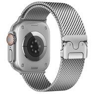 Milanese loop band met klik-sluiting - Zilver - Geschikt voor Apple Watch 44mm / 45mm / 46mm / 49mm