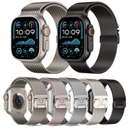 Milanese loop band met klik-sluiting - Titanium kleur - Geschikt voor Apple Watch 44mm / 45mm / 46mm / 49mm