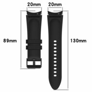 leer + siliconen bandje - Maat: large - Donkerblauw - Samsung Galaxy Watch 4 Classic - 42mm &amp; 46mm