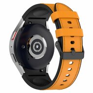leer + siliconen bandje - Maat: small - Oker - Samsung Galaxy Watch 4 Classic - 42mm &amp; 46mm