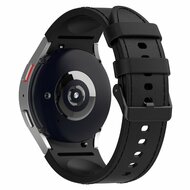 leer + siliconen bandje - Maat: small - Zwart - Samsung Galaxy Watch 4 Classic - 42mm &amp; 46mm
