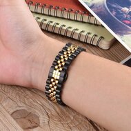 Stalen band - Zwart met goud - Garmin Venu / Sq / Sq2 / 2 plus