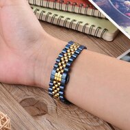 Stalen band - Donkerblauw met goud - Garmin Venu / Sq / Sq2 / 2 plus