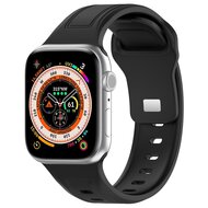 Square siliconen band - Zwart - Geschikt voor Apple Watch 44mm / 45mm&nbsp;/ 46mm / 49mm