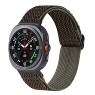 Elastische solo loop nylon bandje - Bruin met donkergroen - Samsung Galaxy Watch 8 - 40mm / 44mm