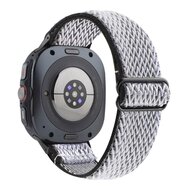 Elastische solo loop nylon bandje - Wit met zwart - Samsung Galaxy Watch 8 - 40mm / 44mm