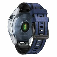 leer + siliconen bandje - Blauw - Garmin Tactix 8 - 51mm